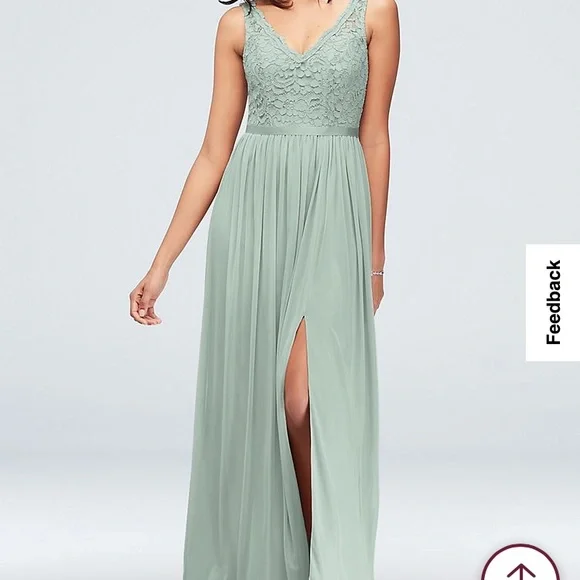 David's Bridal | Dresses | Davids Bridal Vneck Lace And Mesh Bridesmaid  Dress | Poshmark